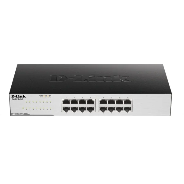 D-LINK SWITCH 16 PORT GIGABIT DGS-1016C - PLUG N PLAY - 1000 MBPS - MDI/MDIX - 9,3 WATTS - 32GBPS -