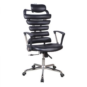 CHAISE OPÉRATEUR 295 - ERGONOMIQUE - DOSSIER SEGMENTÉ - APPUI-TÊTE RÉGLABLE- BASE CHROMÉE - NOIR