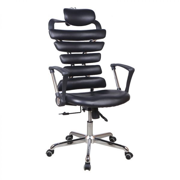CHAISE OPÉRATEUR 295 - ERGONOMIQUE - DOSSIER SEGMENTÉ - APPUI-TÊTE RÉGLABLE- BASE CHROMÉE - NOIR