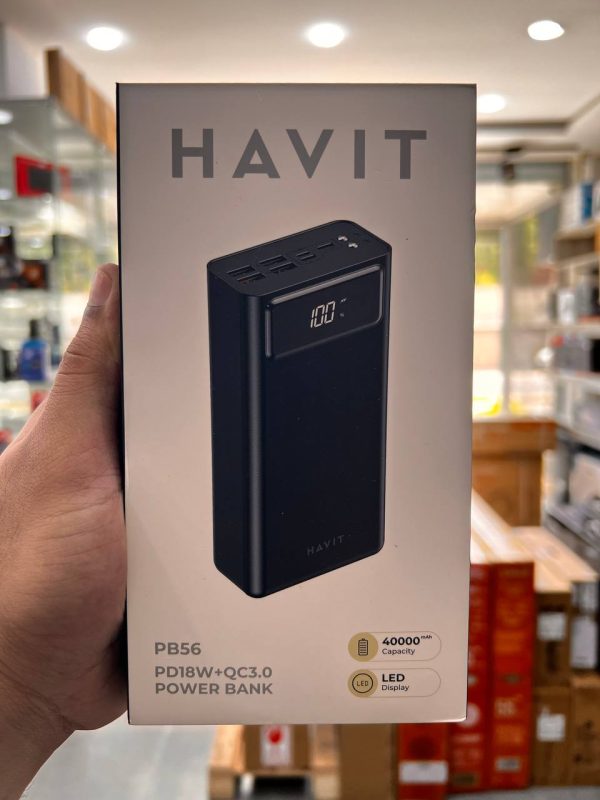 HAVIT PB56 - BATTERIE EXTERNE POWER BANK 40000mAh - HAUTE CAPACITÉ - AFFICHAGE LED - NOIR