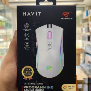 HAVIT GAMENOTE MS1034 - SOURIS GAMING FILAIRE RGB - 6 BOUTONS PROGRAMMABLES - 7200 DPI - ERGO - NOIR