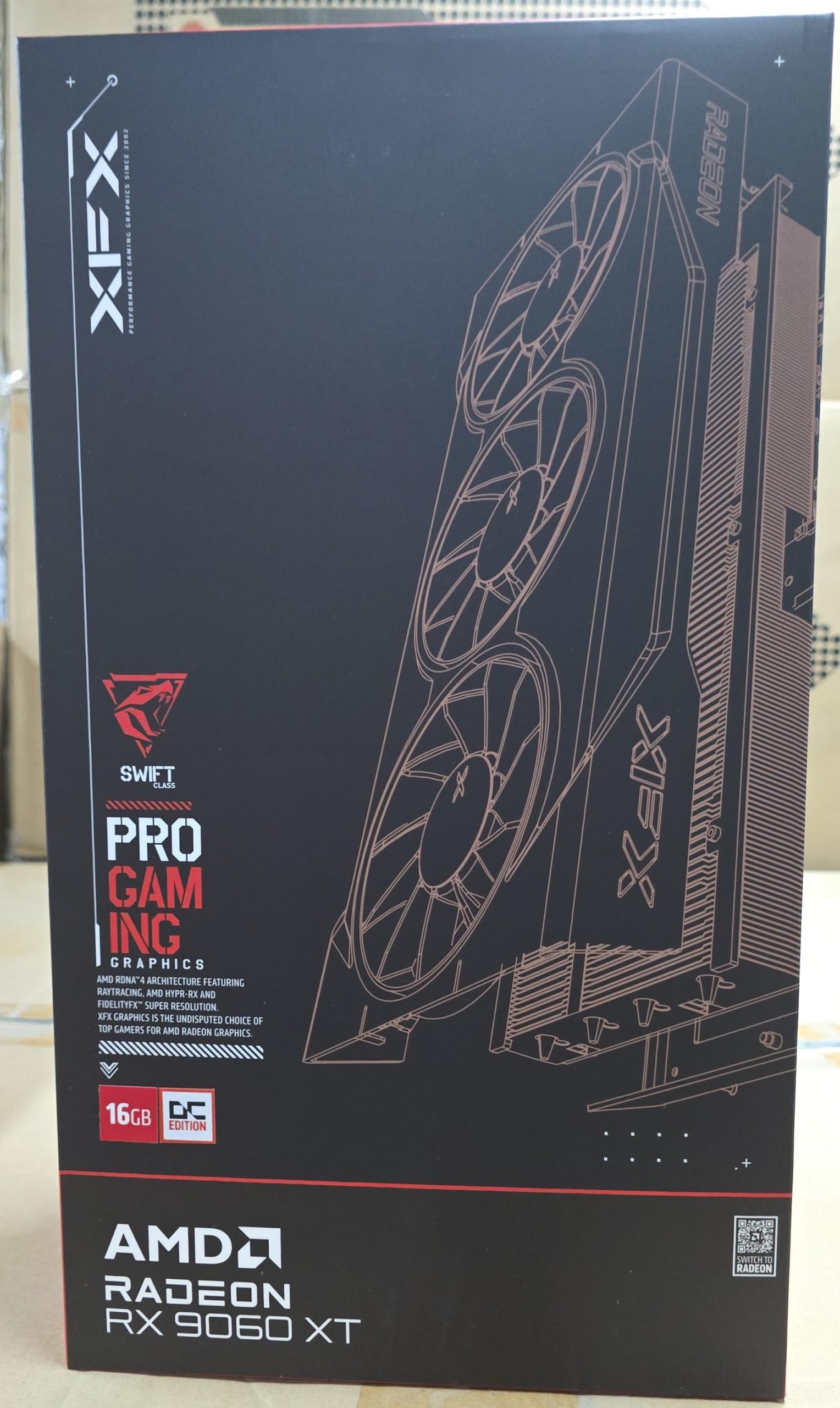 XFX SWIFT RADEON RX 9060 XT OC 16GB - PRO GAMING - PCIe 4.0 - GDDR6 - AMD RDNA - 3X FANS - BLACK – Image 2