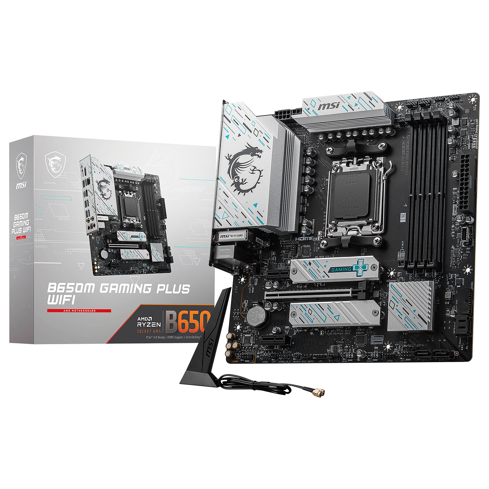 MSI B650M GAMING PLUS WIFI - Micro ATX AM5 - Wi-Fi 6E - Bluetooth - 4x DDR5 - M.2 PCIe 4.0 - USB 3.1 – Image 2