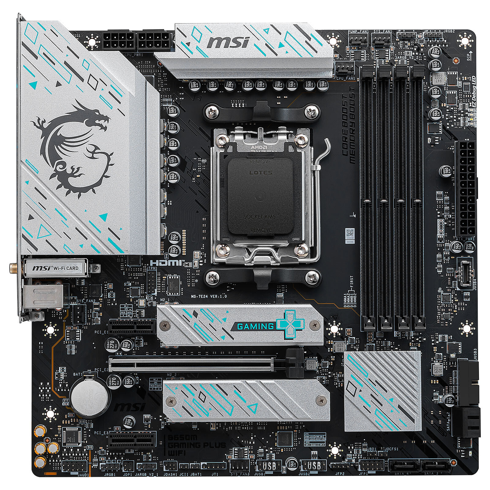 MSI B650M GAMING PLUS WIFI - Micro ATX AM5 - Wi-Fi 6E - Bluetooth - 4x DDR5 - M.2 PCIe 4.0 - USB 3.1 – Image 3