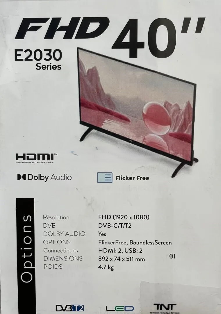 TV IRIS E2030 40" POUCES - LED HD BASIC - FLICKER FREE - DOLBY AUDIO- 16:9 60HZ - HDMI / USB -BLACK – Image 3