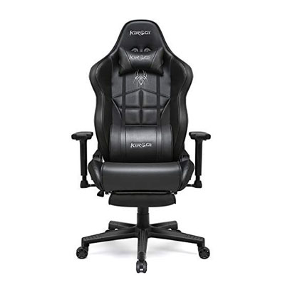 KIROGI SIÉGE GAMING 2076 XL - ACCOUDOIR 5D - REPOSE-PIEDS - ROTATION À 360 - ERGONOMIQUE - NOIR