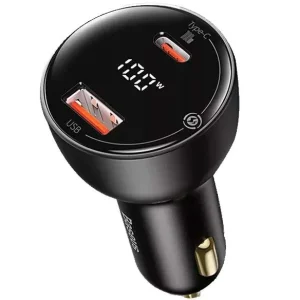BASEUS DUAL QUICK CHARGER 100W - CAR CHARGER SUPER FAST - DUAL USB-C - COMPACT & PORTABLE - BALCK
