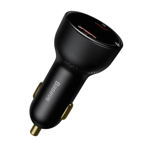 BASEUS DUAL QUICK CHARGER 100W - CAR CHARGER SUPER FAST - DUAL USB-C - COMPACT & PORTABLE - BALCK – Image 2