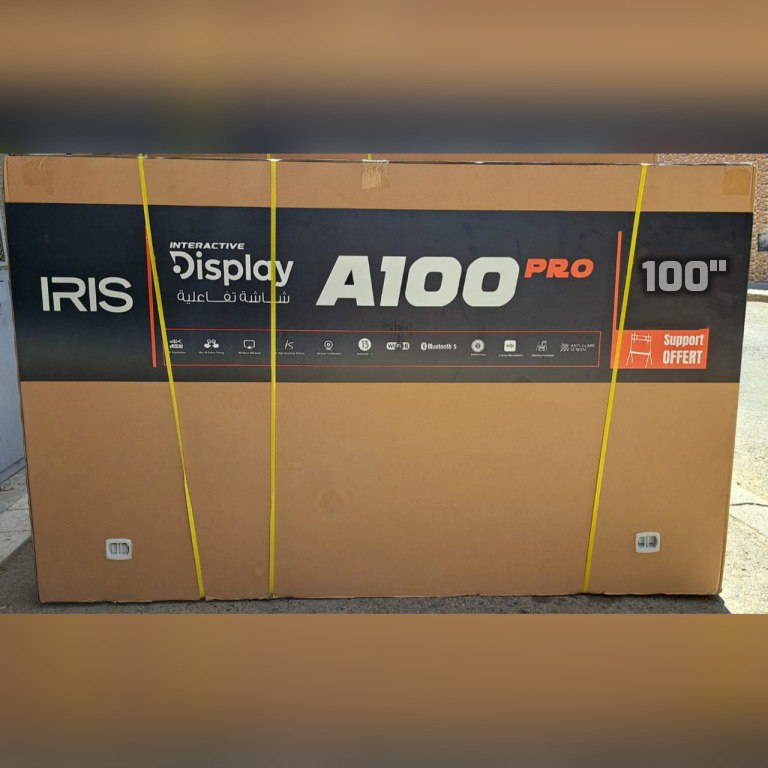 IRIS ÉCRAN INTERACTIF - A100 PRO 100" TACTILE - 4K UHD - ANDROID - WIFI 6 - BLUETOOTH - SUPPORT