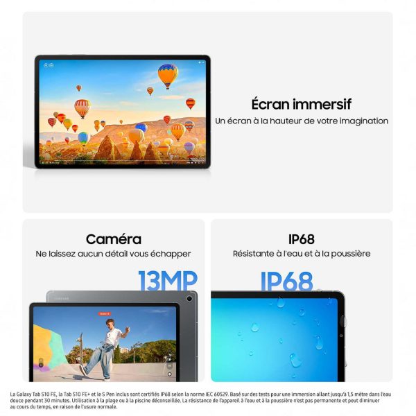 SAMSUNG GALAXY TAB S10 FE 5G - 8GO - 128 GO - 10,9″ LCD -13 MPXL + S PEN - WI-FI 6E - BLUETOOTH 5.3 - 8000 MAH – Image 2