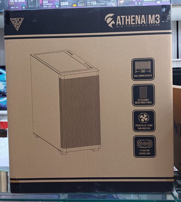 GAMDIAS ATHENA M3 - Boîtier Moyen Tour ATX - Mesh - 3 x Ventilateurs ARGB 120 mm - USB 3.0 - Noir – Image 3