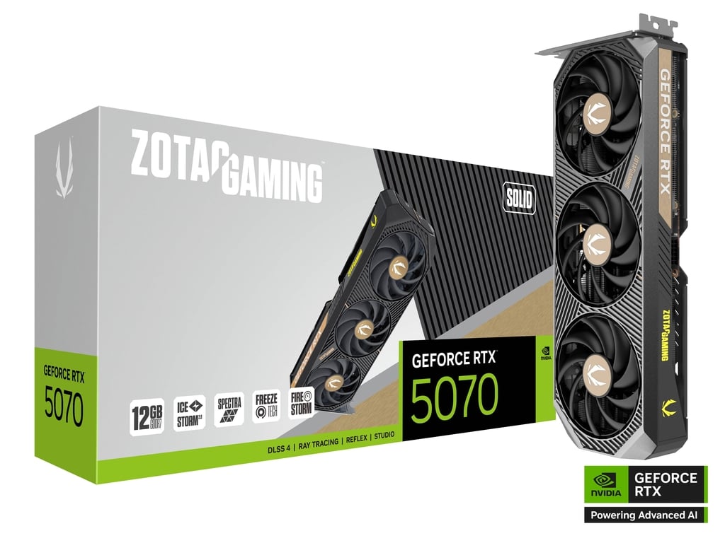 ZOTAC GAMING GEFORCE RTX 5070 SOLID OC - 12 Go GDDR 4K - DLSS 3 - RAY TRACING - REFLEX - BLACK