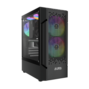 GAMDIAS AURA GC7 ARGB - BOÎTIER MOYEN TOUR - VERRE TREMPÉ - 3 X FANS - MESH - 120MM MAX - BLACK