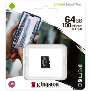 KINGSTON CANVAS SELECT PLUS - CARTE MÉMOIRE MICRO SDXC 64 GO - 100 MO/S - CLASS 10 -