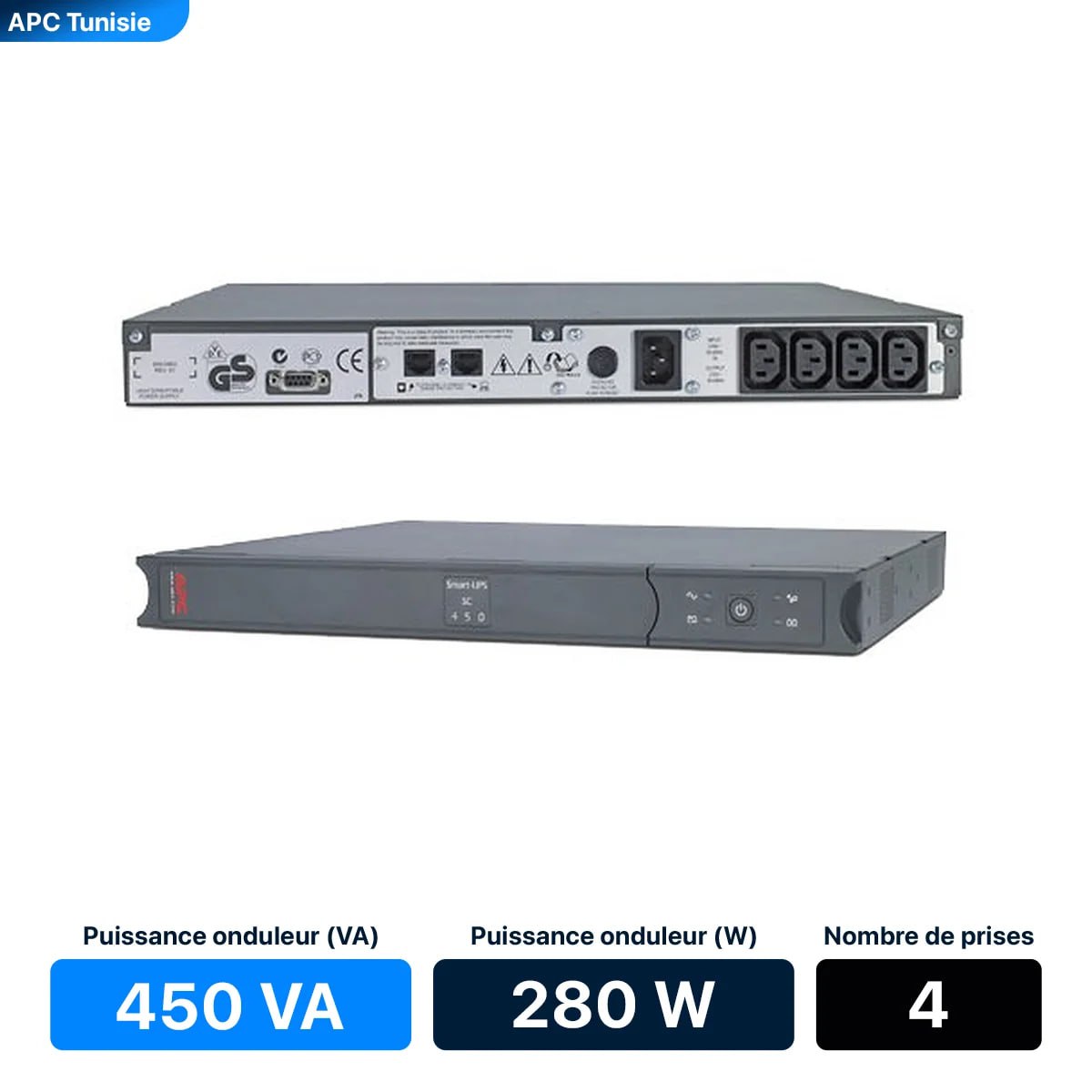 APC SMART-UPS 450VA - ONDULEUR RACKABLE - 280 WATTS - LINE INTERACTIVE - SC450RMI1U - RJ-45 – Image 5