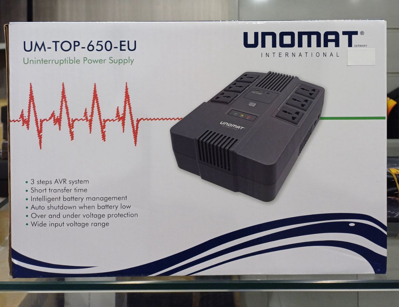 UNOMAT UM-TOP-650-EU - ONDULEUR 600VA - 360W - PRISES FR SCHUKO - AVR SYSTEM - BLACK – Image 2