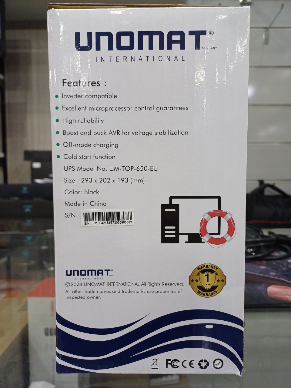 UNOMAT UM-TOP-650-EU - ONDULEUR 600VA - 360W - PRISES FR SCHUKO - AVR SYSTEM - BLACK – Image 3