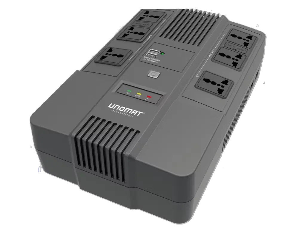 UNOMAT UM-TOP-650-EU - ONDULEUR 600VA - 360W - PRISES FR SCHUKO - AVR SYSTEM - BLACK