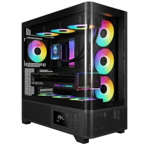 GAMDIAS ATLAS P2 CG - BOÎTIER MOYEN TOUR - VERRE TREMPÉ - 4 X FANS - ARGB PWM - 430 mm MAX - BLACK