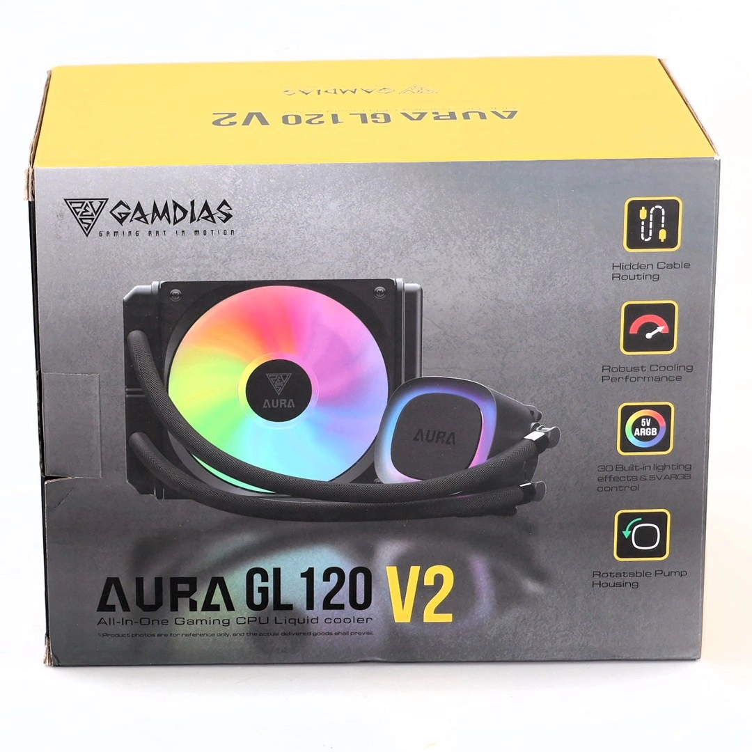 MAGAMDIAS AURA GL120 V2 - WATERCOOLING AIO120 MM - INTEL & AMD - ARGB - 5V 3-PIN - 2600 RPM - BLACK