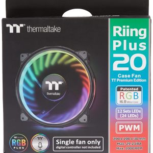 THERMALTAKE RIING PLUS 20 RGB - VENTILATEUR BOÎTIER 200 MM - ARGB - HAUTE CIRCULATION - BLACK