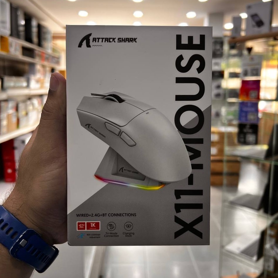 ATTACK SHARK X11 - X11-MOUSE - SOURIS FILAIRE & SANS FIL -5 BOUTONS - 22000 DPI - 1000HZ - RGB 2.4G - CHARGING DOCK -BLACK