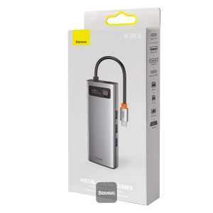 BASEUS METAL GLEAM 9-IN-1 - HUB USB-C 9 PORTS - HDMI - USB 3.0 - RJ45 - SD CARD - TF-USB-C -ORIGINAL