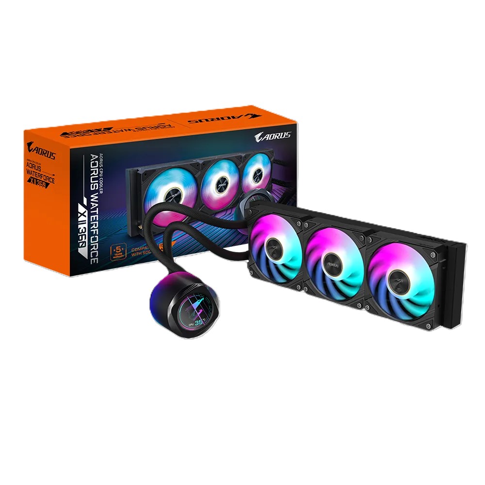 GIGABYTE AORUS WATERFORCE X II 360 - WATERCOOLING ULTRA PERFORMANCE - LCD - 360 MM - RGB - BLACK – Image 2
