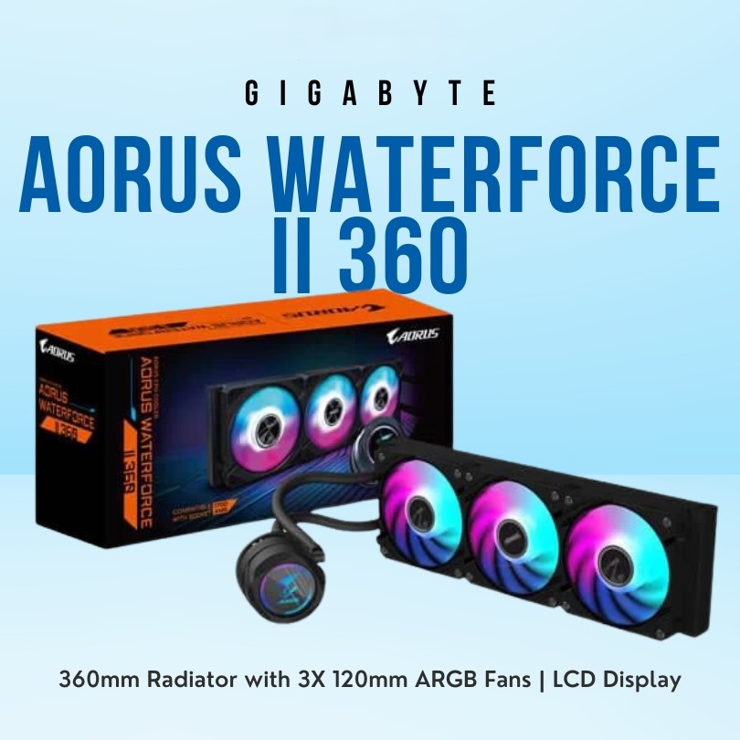 GIGABYTE AORUS WATERFORCE II 360 - WATERCOOLING AIO CPU - 360 MM - INTEL & AMD - RGB - BLACK