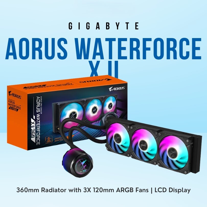 GIGABYTE AORUS WATERFORCE X II 360 - WATERCOOLING ULTRA PERFORMANCE - LCD - 360 MM - RGB - BLACK