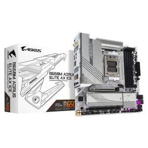 GIGABYTE B650M AORUS ELITE AX ICE - CARTE MÈRE MICRO ATX - SOCKET AM5 - 4 x DDR5 - WI-FI 6E - WHITE