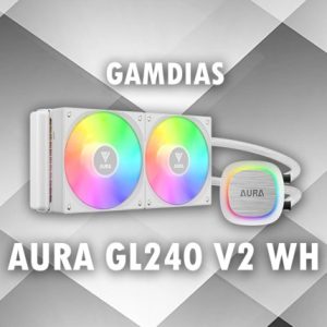 GAMDIAS AURA GL240 V2 - WATER COOLING 240MM -2 X FANS ARGB - PERFORMANCE - INTEL & AMD - WHITE