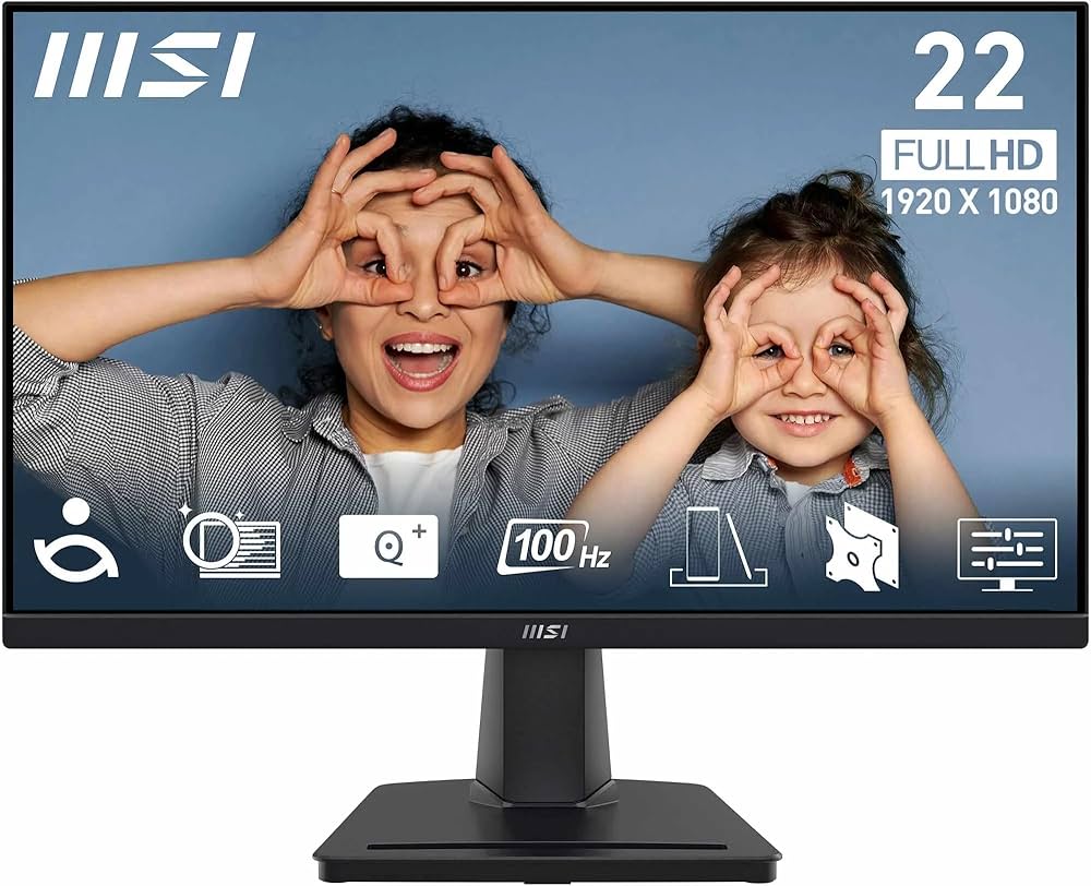 ECRAN MSI PRO MP225V - MONITEUR PRO 22" FHD - 100HZ - VA - 1 MS - HDMI/VGA - ANTI-FLICKER - BLACK – Image 2