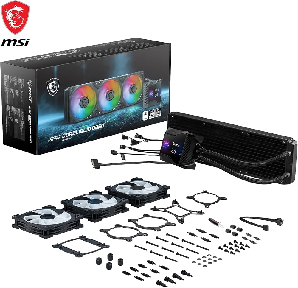 MSI MPG CORELIQUID D360 - WATER COOLING 360MM - ÉCRAN LCD - HAUTE PERFORMANCE - INTEL & AMD - BLACK