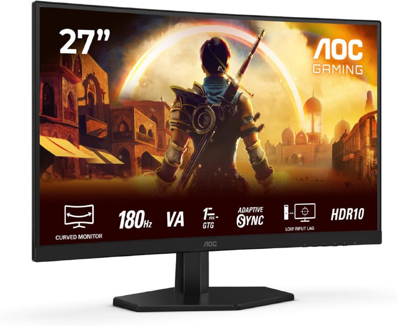ÉCRAN AOC C27G42E - 27" POUCES - FHD CURVED - 180HZ - 0.5MS - DALL IPS - HDR- ADAPTIVE SYNC - NOIR – Image 2