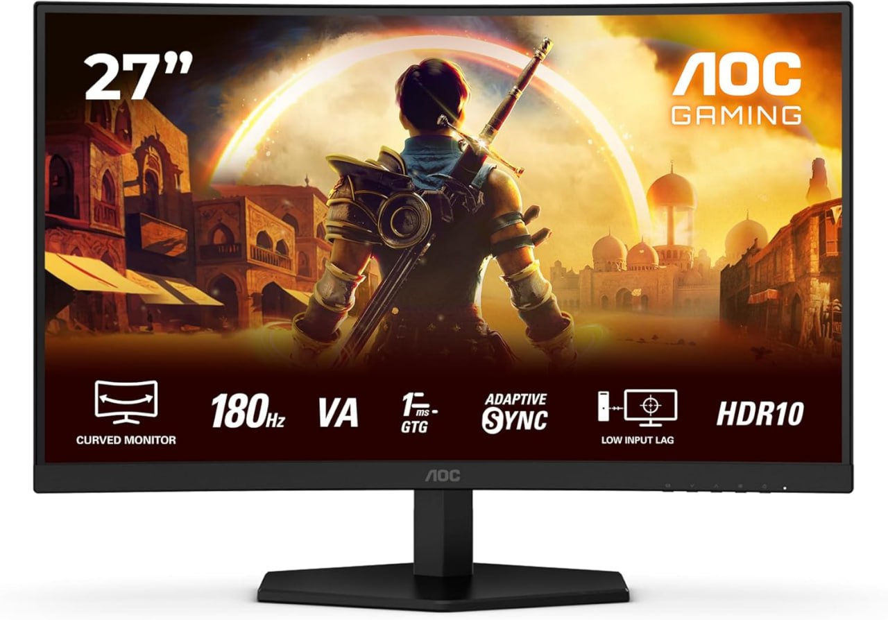 ÉCRAN AOC C27G42E - 27" POUCES - FHD CURVED - 180HZ - 0.5MS - DALL IPS - HDR- ADAPTIVE SYNC - NOIR