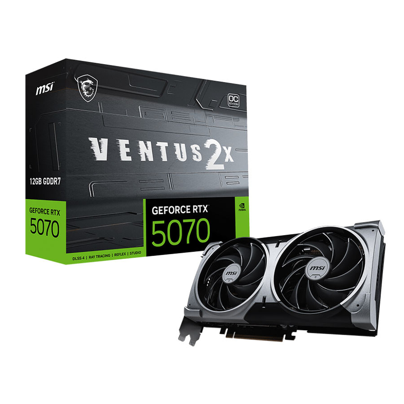 MSI GEFORCE RTX 5070 VENTUS 2X OC EDITION 12G - CARTE GRAPHIQUE GDDR7 - DLSS 4 - HDMI/DP - BLACK
