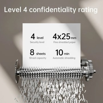 DESTRUCTEUR DOCUMENTS DELI ET023 - 15 LITRES - COUPE CROISÉE - MANUEL & AUTO - 8 SHEETS - BLACK – Image 4