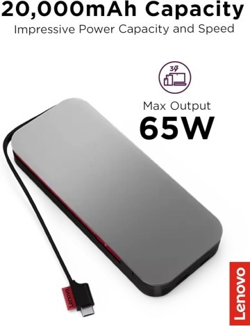 LENOVO GO POWER BANK PORTABLE 20000 MAH - USB-C 65 W - 3 APPAREILS - SMARTPHONES & LAPTOP - SUPER FAST – Image 8