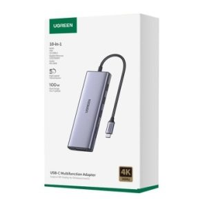 UGREEN CM498 - HUB USB-C 10 EN 1 - 3X USB 3.0 - HDMI - VGA - RJ45 - SD/TF - AUX 3.5MM - PD 100W - ORIGINALE