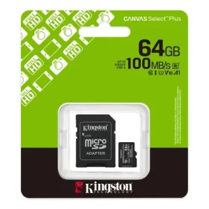 KINGSTON CANVAS SELECT PLUS SDCS3 64GB - MICRO SDXC 64GB - UHS-I CLASSE 10 - AVEC ADAPTATEUR SD - BLACK