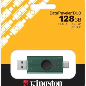 KINGSTON DATATRAVELER DUO 128GB - FLASH DISQUE USB TYPE-A 3.2 - USB TYPE-C - TRANSFERT RAPIDE - BLACK