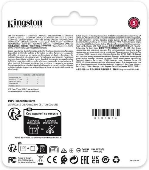 KINGSTON DATATRAVELER DUO 128GB - FLASH DISQUE USB TYPE-A 3.2 - USB TYPE-C - TRANSFERT RAPIDE - BLACK – Image 4