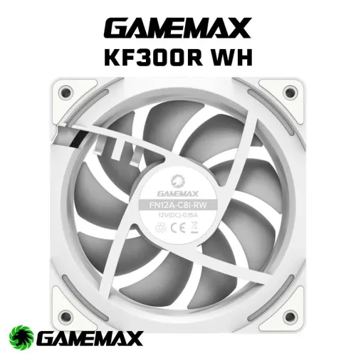 GAMEMAX KF300 - KIT 3 VENTILATEURS GAMING - 120mm ARGB PWM - REVERSE FAN - SILENCIEUX - WHITE – Image 4