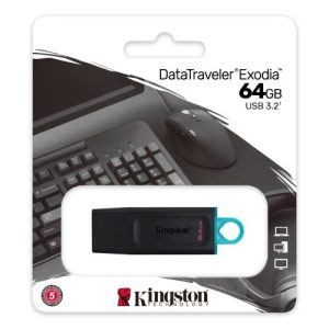 KINGSTON DATATRAVELER EXODIA - FALSH DISQUE 64GB - USB TYPE-A 3.2 - TRANSFERT RAPIDE - BLACK