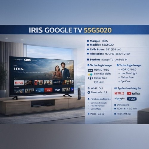 TV IRIS G5020 50" GOOGLE TV - 4K UHD - 2GB - 32GB - ANDROID - BLUETOOTH - DOLBY AUDIO - EYE CARE - GOOGLE CAST – Image 4