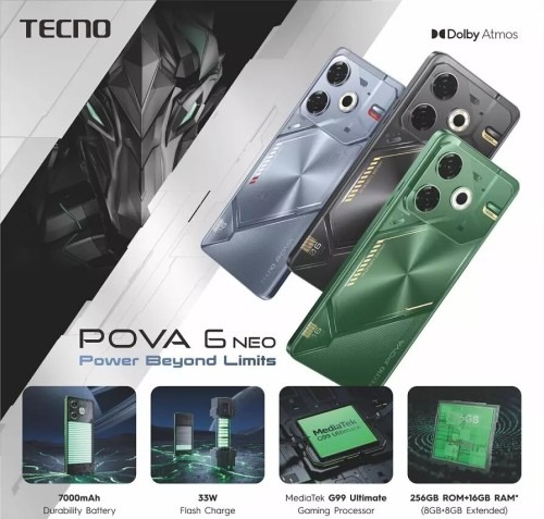 SMARTPHONE TECNO POVA 6 LI7 - DUAL SIM - 8 + 8GB EXTENDED - 256GB - 6,6" 120HZ IPS - 32MPXL - 6000 MAH – Image 3