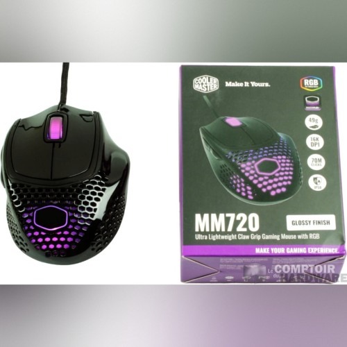 SOURIS GAMING COOLER MASTER MM720 - RGB - 16000 DPI - ULTRA LÉGÈRE - HAUTE PERFORMANCE - BLACK & WHITE