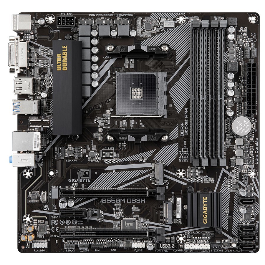 Carte mére Gigabyte B550M DS3H Micro ATX Socket AM4 AMD B550 - 4 x DDR4 - SATA 6Gb/s + M.2 - USB 3.1 – Image 4