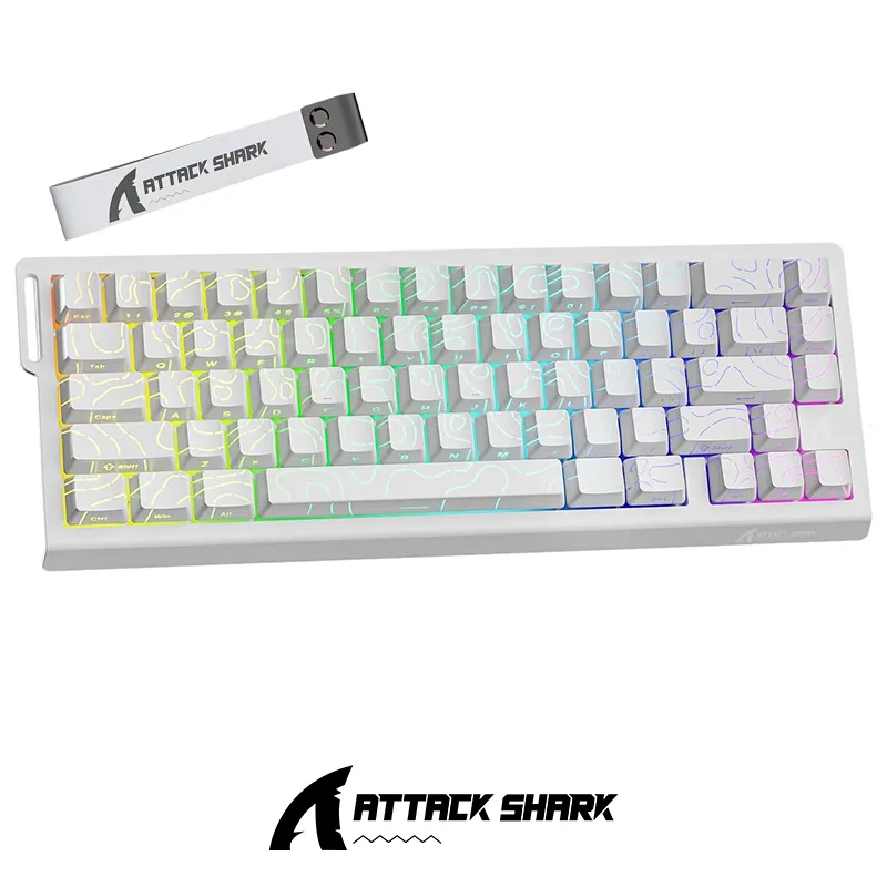 ATTACK SHARK X68 HE - CLAVIER GAMING 60% - MAGNETIC SWITCH - HALL EFFECT - RGB - USB - CONTOUR LINE - 8KHZ RAPID TRIGGER - 0.01MM - WHITE